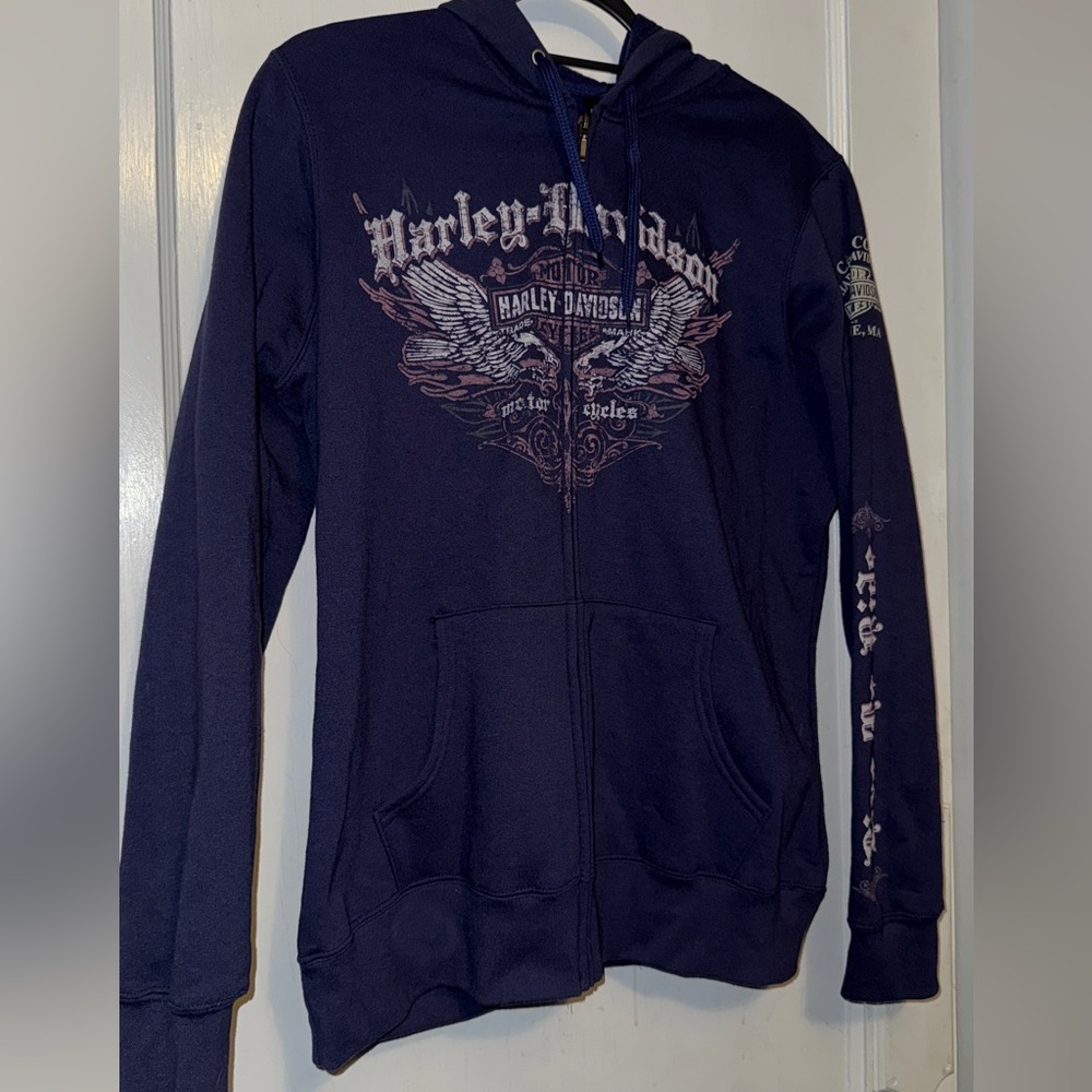 Harley Davidson Ladies Full Zip Hoodie Sweatshirt XL Purple NWOT